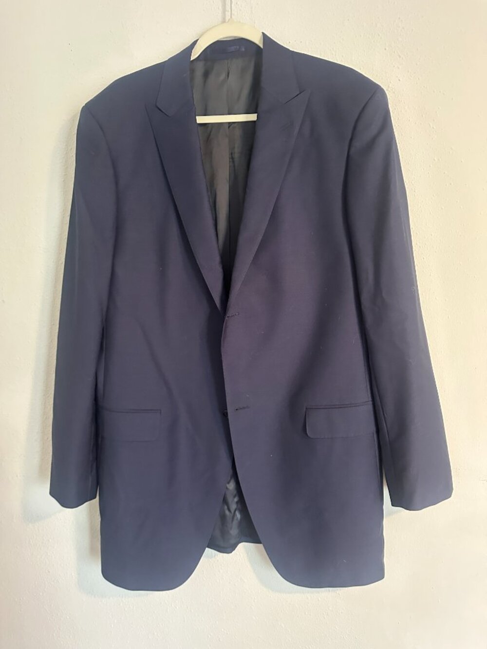 Mens Wool Blazer Navy Minimalist Classic Tailored Jacket L Old Money Quiet - Picture 3 of 8